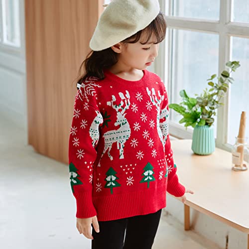 Toddler Kids Cute Christmas Knit Sweater Xmas Color Matching Sweaters New Years Long Sleeve Crewneck Knitwear4