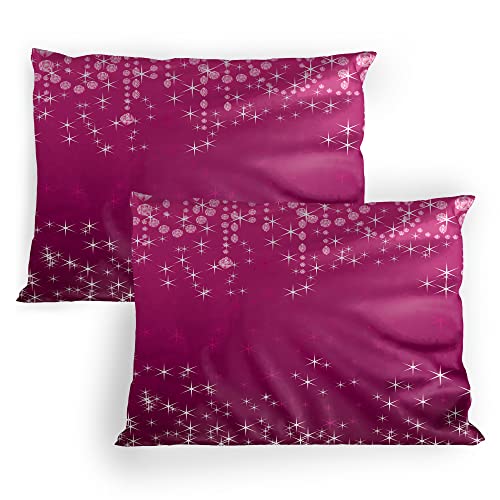 Lunarable Diamonds Pillow Sham Set of 2, Abstract Feminine Composition Tiny Stars and Drops Girly Digital Print, Quality Microfiber Bedding Item for All Seasons, 26