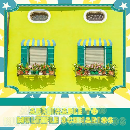 Image of Boao 4 Pcs 3D Cardboard Awning Decor,Yellow and Green,Striped Style | Paper Awning, Circus Carnival Theme, For Bulletin Board, Lemonade Stand, Bakery & Ice Cream Truck, Wall Window Backdrop