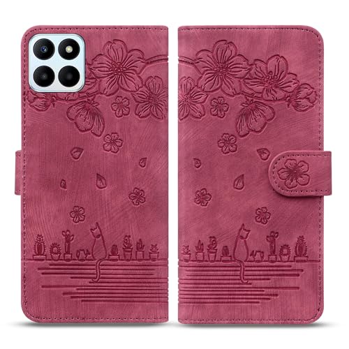 Cell Phone Case Wallet Compatible With Huawei Honor 70 Lite Wallet Flip Phone Case Embossed Phone Case Leather Case Phone Case Card Slot Phone Case Carrying Wrist Strap Phone Case Compatible With Huaw