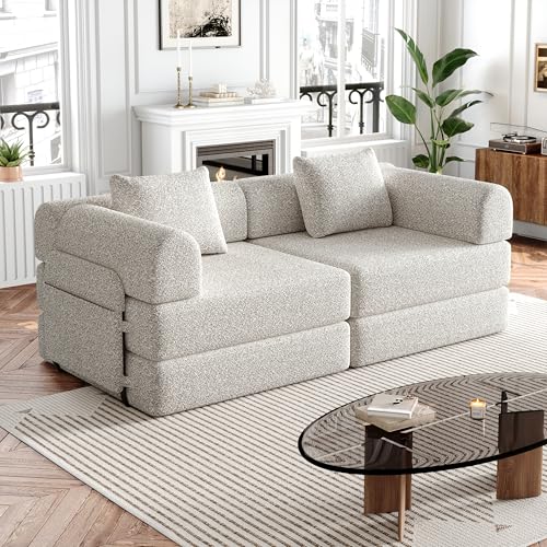LDOKAHAUS Sillón plegable 2 en 1, sofá con función de cama para invitados, sofá cama plegable para ahorrar espacio, para salón, oficina, espacios pequeños, silla plegable con cojín