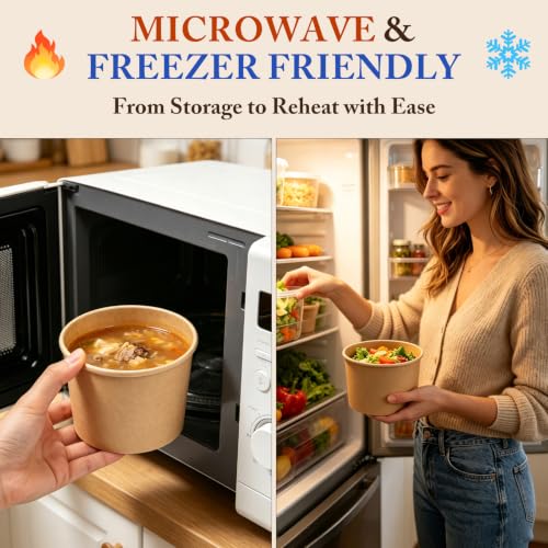Image of 50 Pack 12oz Soup Cups with Lids Vented Disposable Paper Ice Cream Cups