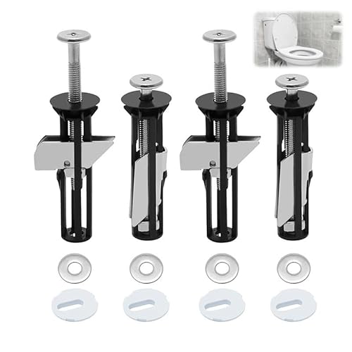 Sikweny 4 Stück Wc Sitz Befestigung mit Unterlegscheibe Universal Toilettensitz Befestigung Wc Sitz Schrauben Set Schnellverschluss Toilettendeckel Schrauben Beschläge für Blindbohrungen
