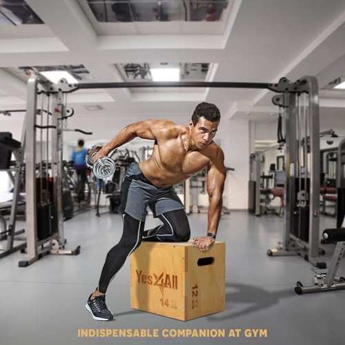 Image of Yes4All Plyo Box, 3-in-1 Wooden Box Jump for Home Gym, Lunges, Squats, Dips