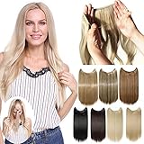2-5 Days Delivery Best Synthetic Hair Extensions 20 inches Curly Straight Full Head Invisible Wire Secret String No Clips in Hair Extensions Secret Fish Line Hairpieces (light brown & ash blonde)