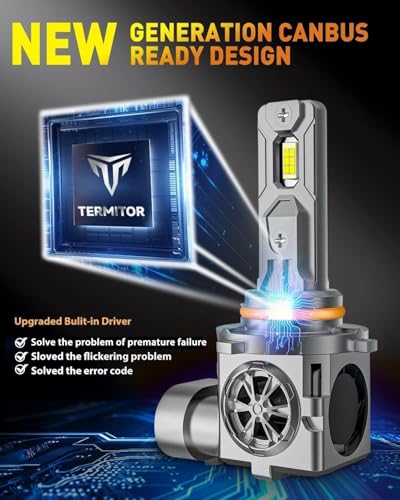 Image of Termitor H11 /H9 & 9005 /HB3 LED Bulb Combo, 15X Output 140,000LM 6500K, IP68 Waterproof 1:1 Halogen Fit, Canbus Ready, Extended Life Plug & Play, Pack of 4