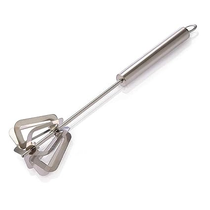 Oc9 Power-free Semi Automatic Stainless Steel Egg Beater/Lassi or Butter Milk Maker/Mixer/Hand Blender/Rawai (Silver)