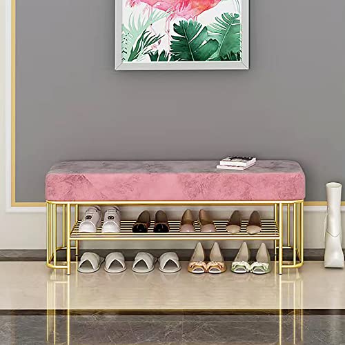 Banc de rangement à chaussures avec assise confortable et étagère dorée robuste - 2