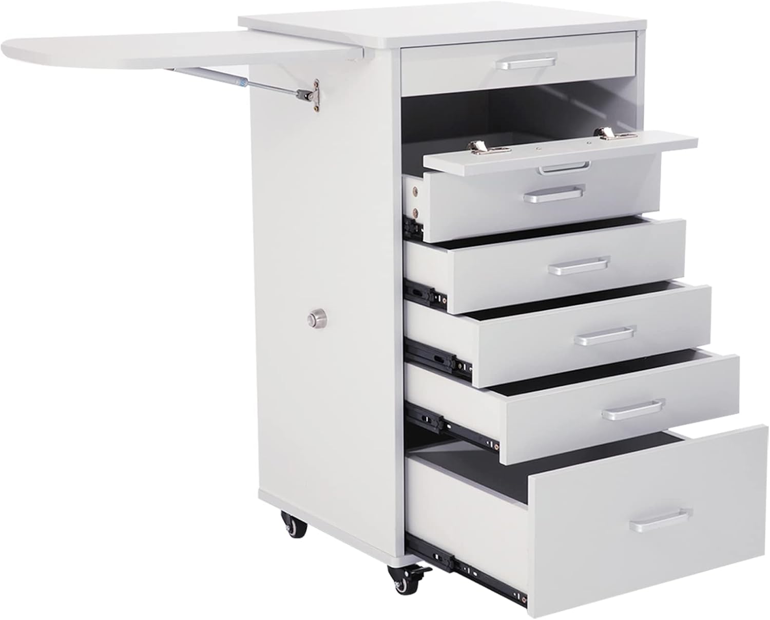 Medical Dental Assistant's Mobile Cabinet Alabama Cart Utility Cart 5 Drawer W/Side Shelf. Professional Utility cart for Medical or Dental Instruments Storage.