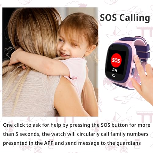 Image of Tixpc 4G Kids Smart Watch Girls with GPS Tracker Location Video Call Cell Phone SOS Calling Voice Chat Camera Alarm Clock Touch Screen SmartWatch Gifts for Age 5-12 Kids (Pink)