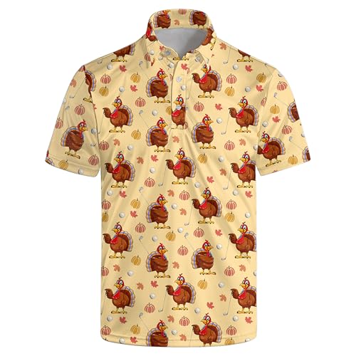 Mens Golf Polo Shirts Funny Hawaiian Golf Short Sleeve Print Shirts Quick-Dry Fit Performance Polo Shirts for Men