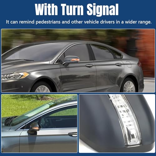 Driver Side Mirror Assembly Compatible with Ford Fusion Sedan 2013-2016 S SE Hybrid, with Power Heated, Turn Signal, Puddle Lights, Blind Spot Mirror Replace DS7Z17683BA (Left Unpainted) - Image 6