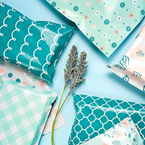 Ruspepa Poly Mailers Shipping Bags Blue Pink Flower Dot Plaid Design 2.3 Mil Heavy Duty Self Seal Mailing Envelopes - 80 Pack - 6 X 9 And 10 X 13 Inches #TOP1