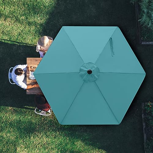 Image of MASTERCANOPY Patio Umbrella 9 ft Replacement Canopy for 6 Ribs-Turquoise Canopy Only