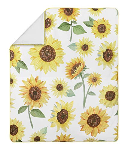 Image of Sweet Jojo Designs Yellow, Green and White Sunflower Boho Floral Baby Girl Nursery Crib Bedding Set - 4 Pieces - Farmhouse Watercolor Flower