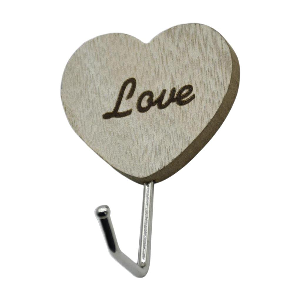 Club Bollywood®Vintage Style Wooden Decorative Hooks Wall Hanger Hooks Adhesive Heart|Home & Garden | Home Organization |1 Piece Wooden Wall Hooks