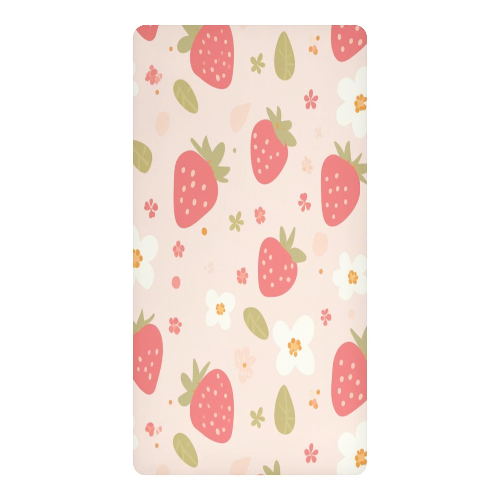 JiangGgen Strawberry Pattern Baby Crib Sheet Soft Breathable for Standard Crib-M