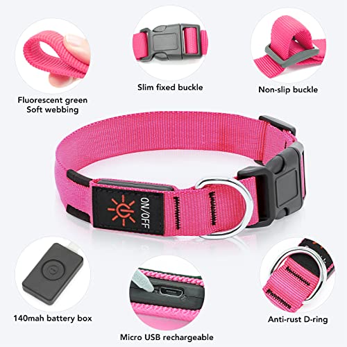 KOSKILL Light Up Dog Collar, Rechargeable USB Collar, Waterproof, Luminous LED Collar, Adjustable, Super Bright - Image 3