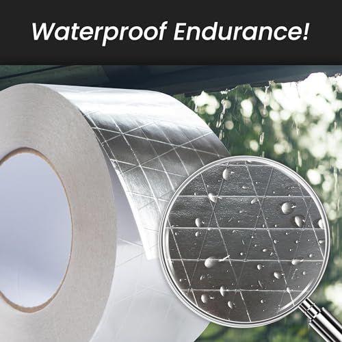 Image of 2-Pack 3 inch Inch x 164 Ft / 55 Yards Long Aluminum Foil Tape with Mesh - Strong Metal Insulation Adhesive Heavy Duty Ductwork Tape - Waterproof High /Low Temperature HVAC Vent Hose Dryer Leak Repair Tape
