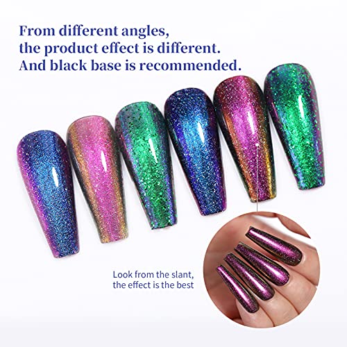 BORN PRETTY Chamäleon Nagellack Holographische Chamäleon-Pailletten Schwarze dunkle Orchidee Serie Nail Art Lacksets – Bild 6