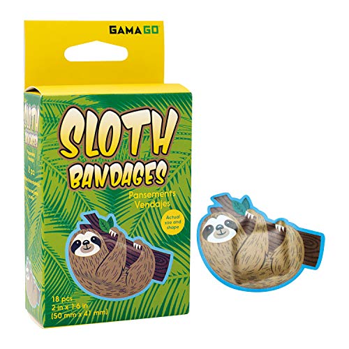 GAMAGO Sloth Bandages for Kids & Kidults - Set of 18 Individually Wrapped Self Adhesive Bandages - S - //coolthings.us