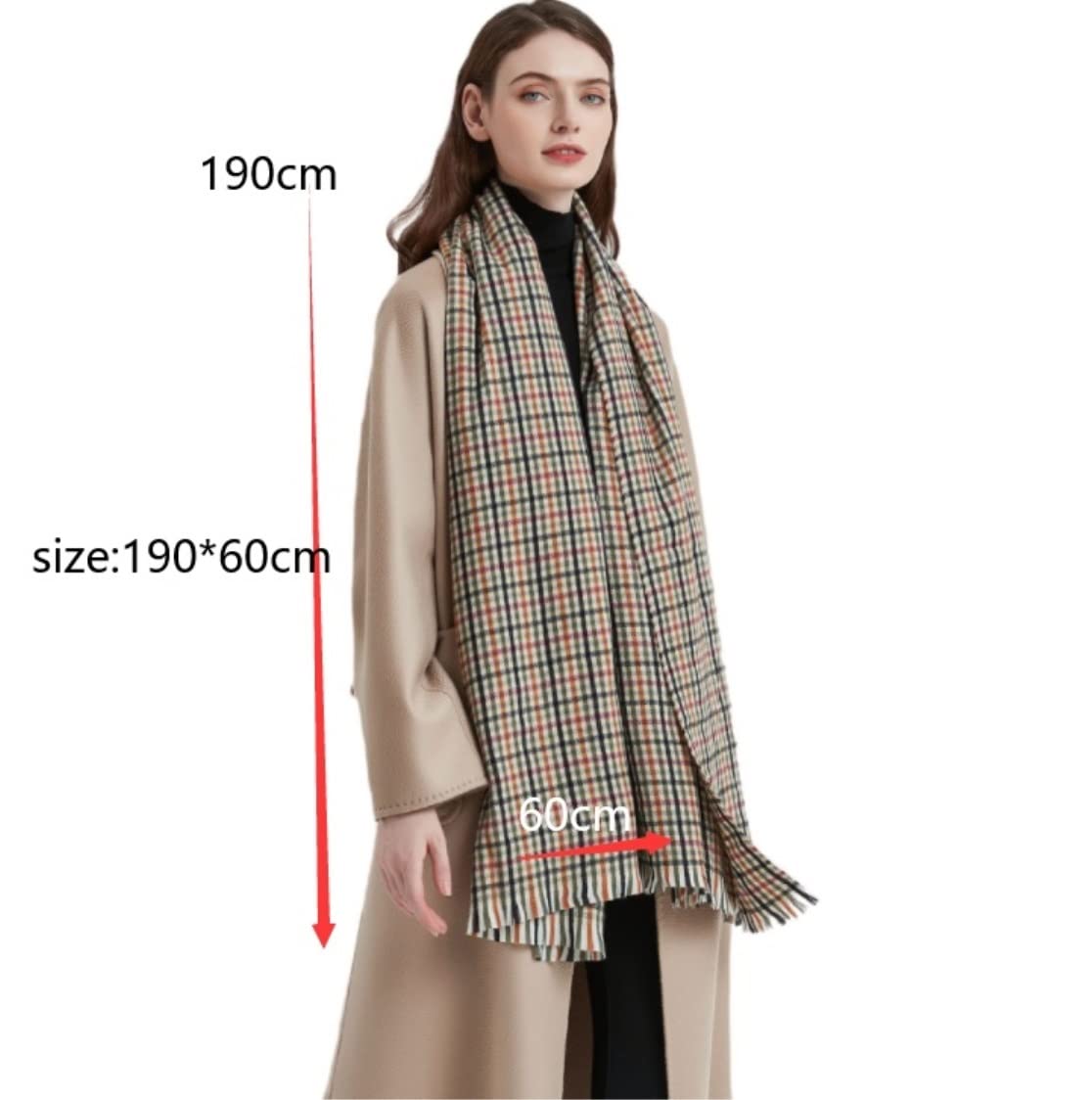 Fular Mujer Bufanda Bufanda De Invierno para Mujer Cálida para Damas Chales A Cuadros Grueso Pañuelo para El Cuello Suave Chal Mujer Fiesta