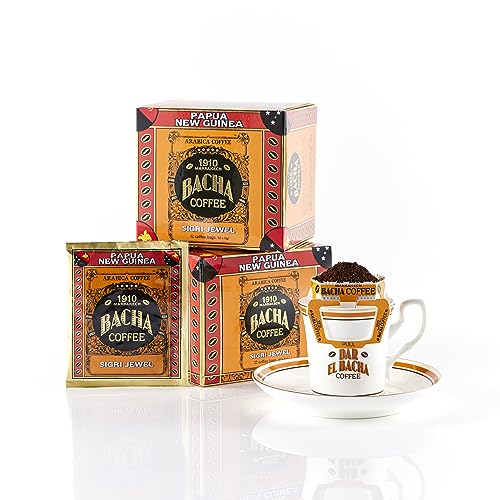 Bacha Coffee | Sigri Jewel Papua New Guinea Single Origin Arabica, 100% Arabica Specialty Coffee, 12 Coffee Drip Bags, Gift Box