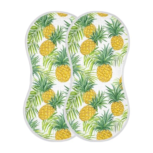 xigua Pineapple and Palm Leaves Baby Burp Cloths for Newborn Boys and Girls 1 Pack, Soft & Absorbent Cotton Baby Burp Cloth, Baby Washcloths, Newborn Towel, Burp Rags2