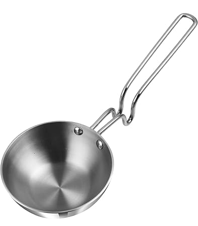 Mansi's Platinum Triply Stainless Steel Tadka Pan for Spice Seasoning/Frying/Vaghar Pan/Riveted Steel Handle, Silver