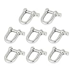 4mm D Ring Shackles M4-304 Stainless Steel Heavy Duty Safety Lock, D-Shape Bow Shackle for Chains/Wire Rope/Lifting, Marine & Outdoor Use (Pack of 8)