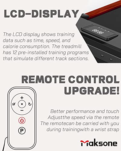 Image of Maksone Under Desk Treadmill, Expert of Wooden Walking Pad, Walking Jogging Machine with Remote Control, Installation-Free