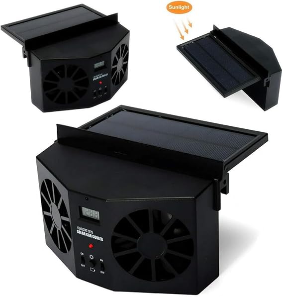 Solar Powered Car Fan Auto Front/Rear Window Air Vent Exhaust Fan Vehicle Radiator Vent with Ventilation Air Vent Radiator Energy Saving Exhaust Fan Portable Solar Powered Air Purifiers