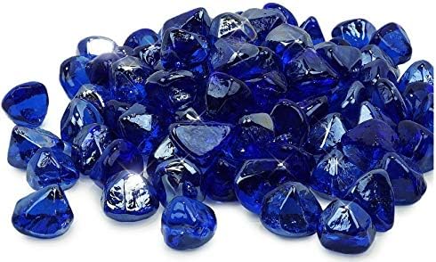 Golden Flame 10 Pound Fire Diamonds | 1 Inch Rocks | Natural Gas or Propane | Fire Pit, Table, and Fireplace | Indoor or Outdoor | Brilliant Jewel-Like Color | Cobalt Blue Reflective