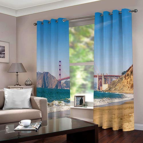 KLBPL Rideaux Occultants Isolants Enfant Ciel Bleu Et Eau Verte L87 X54 W/220X215Cm Panneau Isolation Thermique Et Phonique Rideaux Salon Design Moderne Rideau Chambre Enfant Fille Cover