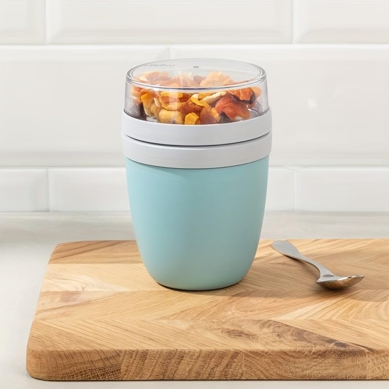Soko 2-Tier Lunch Pot, Oats-Yogurt Overnight Container with Lids, Portable Breakfast On The Go Cup/Jar, Airtight Storage Bowl, Kitchen Healthy Eating Food for Salad, Cereal, Fruit, Milk - Grey (B0CVX4R83G) Amazon Price History, Amazon Price Tracker