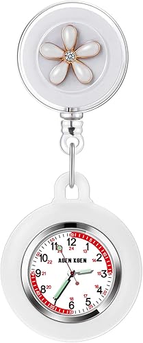 3 relojes retráctiles para enfermeras y médicos, con solapa colgante con clip, cubierta de silicona, broche de bolsillo, carrete de insignia