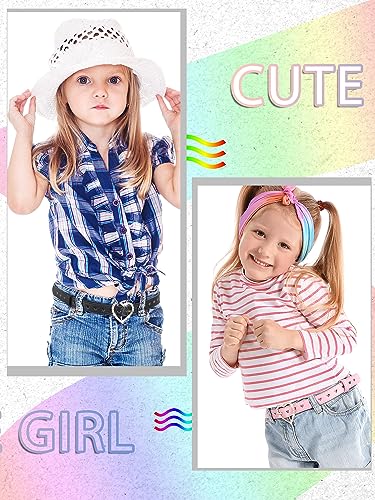 Newcotte 4 Pcs Girls Belt Kids Leather Waist Belt Rhinestone Heart Metal Buckle4