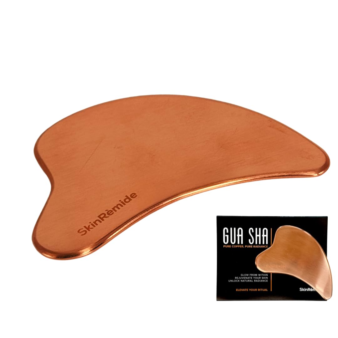 Herramienta gua sha 100% de cobre para cara, cuello y cuerpo – masaje facial natural y cuidado de la piel