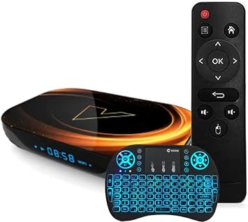 Android 9.0 TV Box, VONTAR X3 Amlogic S905X3 Quad-Core Cortex-A53 BT4.0 2.4Ghz / 5.0Ghz Wifi Support 8K /4K Ultra H.265 Smart Set- Top TV Box,with Wireless Keyboard,4GB+32GB [Energy Class A]