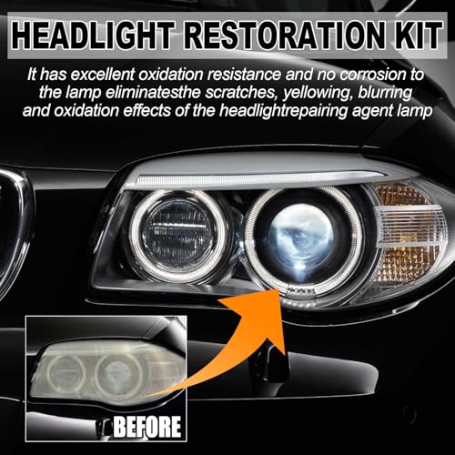 Image of GlareFix Car Headlight Restoration Kit -Removes Yellowing,Fades & Scratch,Long-Lasting Headlight Restoration,50ml Liquid Application Sponge & Cloth Included
