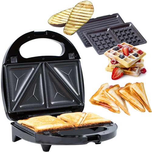 Gadgy 3 in 1 Waffle Maker Sandwich Maker Grill 750W