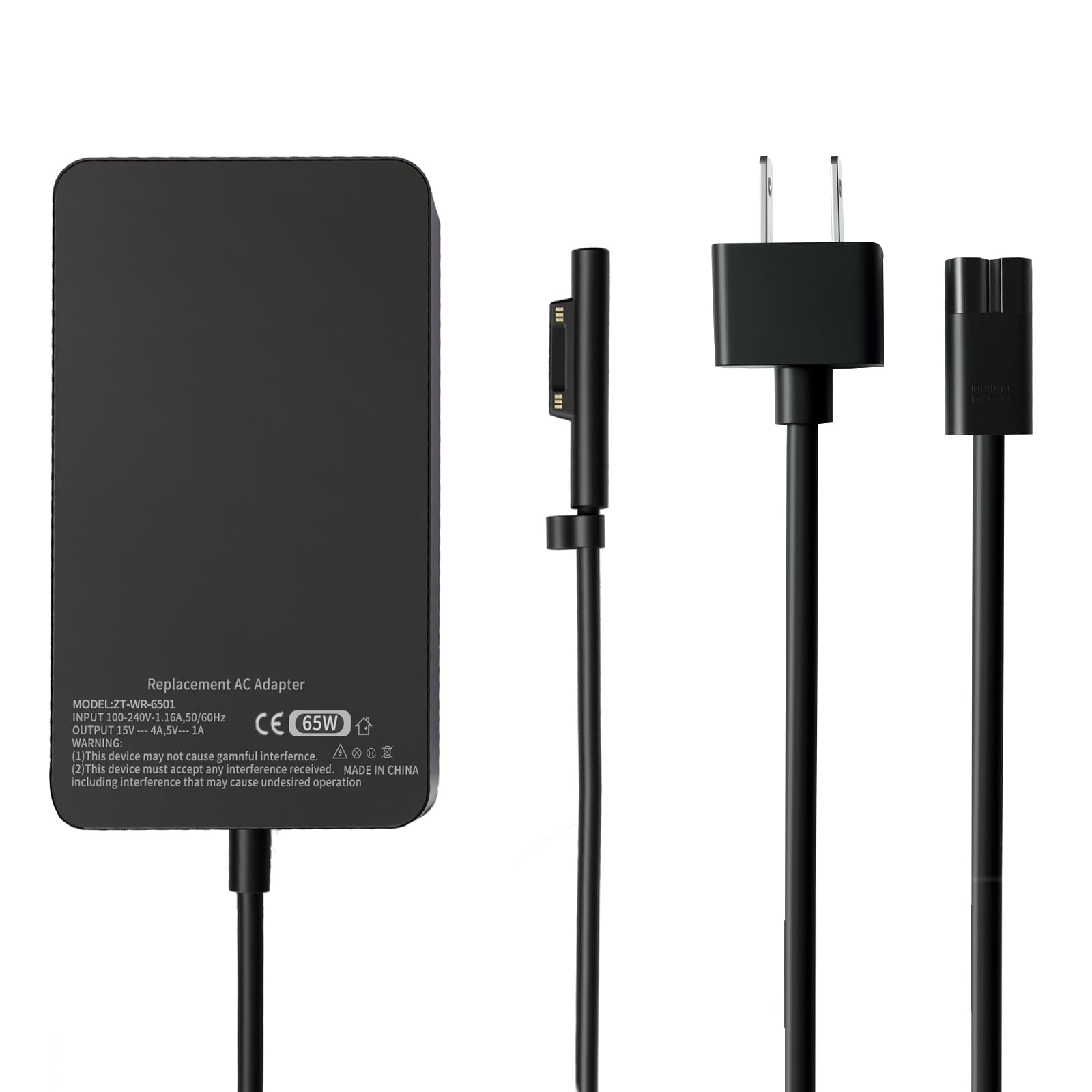 Wymienna ładowarka do laptopa Surface Pro 65 W do Microsoft Surface Pro 10, 9, 8, Surface Go, Surface Book 3, 2, 1, Windows Surface Laptop 6, 5, 4, Adapter