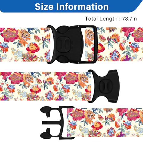 Image of Luggage Straps for Suitcases, Travel Adjustable Belt with Quick Release Buckle, Heavy Duty Nylon Bag Packing Strap, Unique Bright Identifiers Business Travel Accessories (2 Pack) - Rose Flowers
