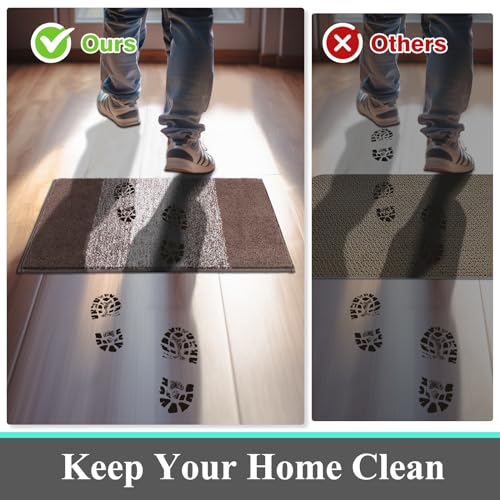 Vaukki Indoor Doormat Entryway Door Mat, Non Slip Absorbent Mud Trapper Mat Inside Floor Mat, Washable Door Carpet for Entryway (32''x40'', Coffee) - Thumbnail 5