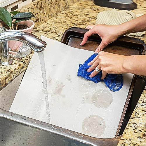 BBQ Grill Mat Set of 10, Non Stick Barbecue Grill Baking Mats Reusable Ovens & Baking Grilling Mats,Easy to Clean,Works on Great Liners for Your Baking Pans or Oven,White