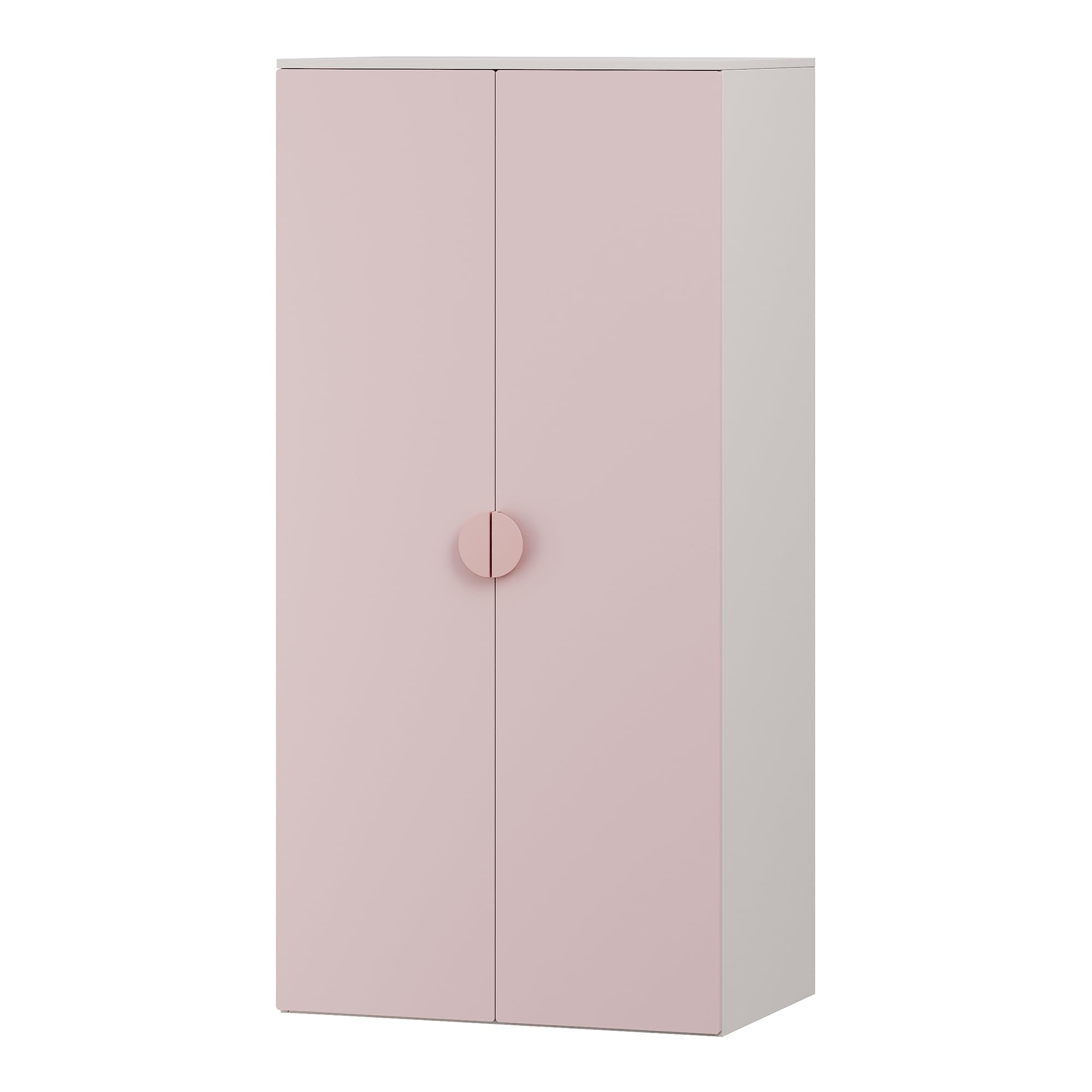 [en.casa] Armoire de Chambre pour Enfants Meuble de Rangement à 2 Portes Penderie pour Vêtements Stable Pratique Élégant Chambre d'enfant MDF Panneau de Particules 123 x 60 x 40 cm Blanc Rose