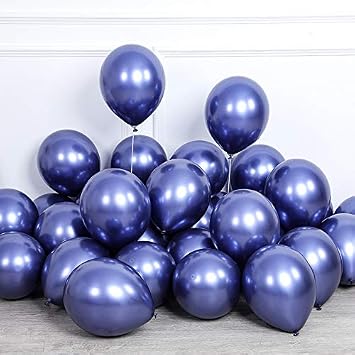 Metallic Navy Blue Balloons for Party 100 pcs 5 inch Thick Latex Chrome Luminous Blue Balloons for Birthday Wedding Engagement Anniversary Christmas Festival Picnic or Any Friends & Family Party