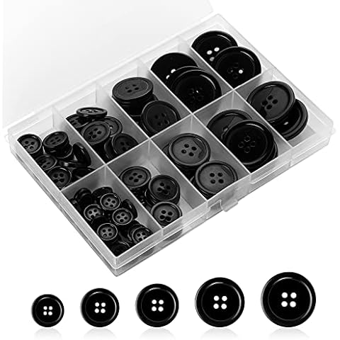 100 Pcs Sliverdew 4-Hole Black Sewing Buttons Cover