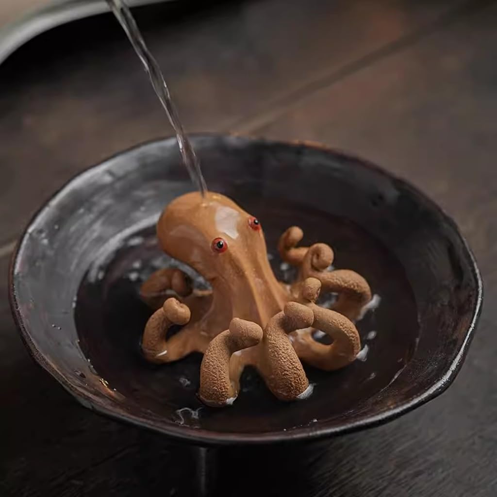 Handgefertigte Statue Teehaustier Lila Sand Gelb Abschnitt Schlamm Bafanglaicai Oktopus Tee Haustier Desktop Dekoration Oktopus Handgemachte Statue Tee Spielzeug Teetischzubehör für Haustiere