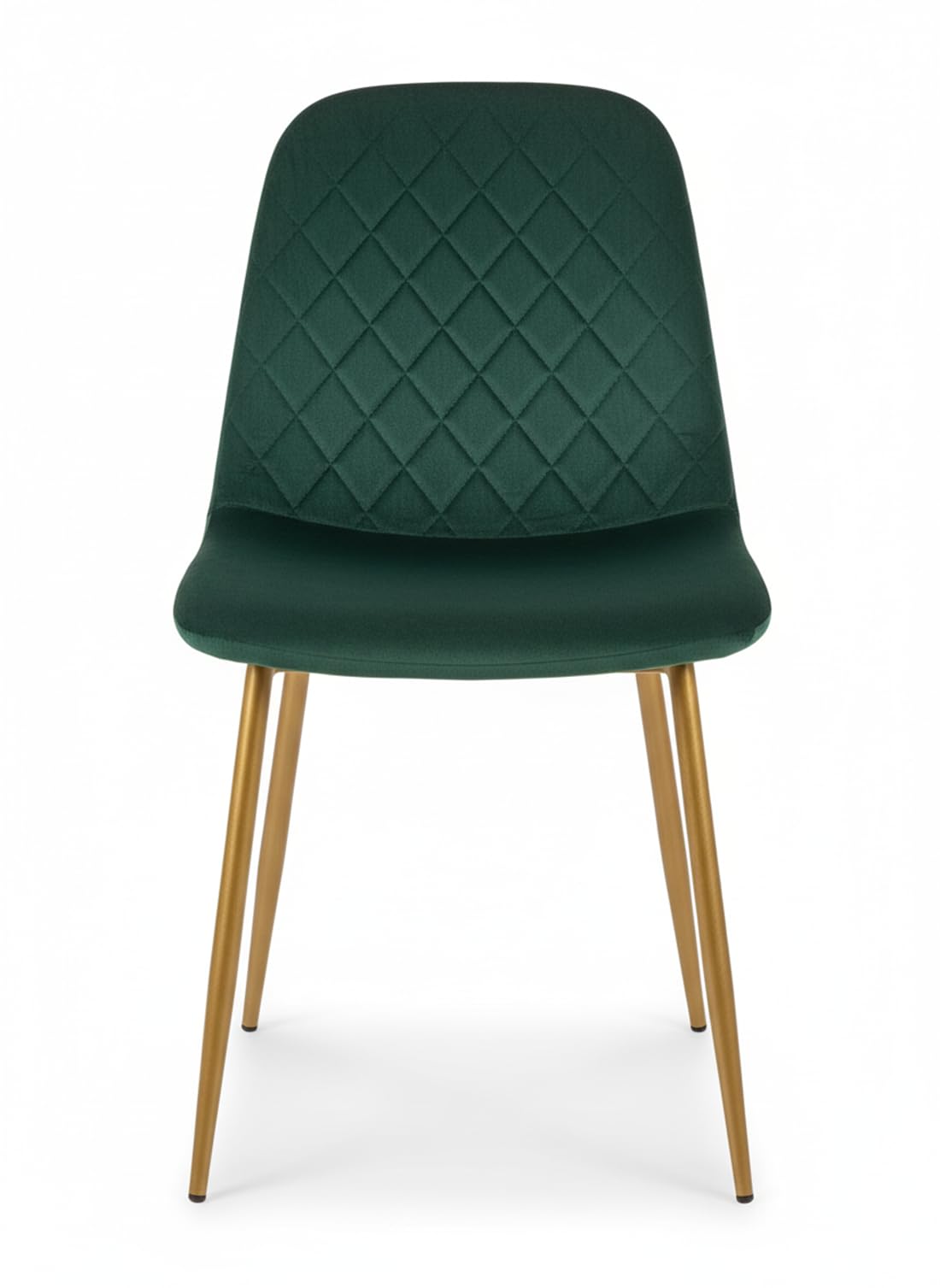 Cribel SEDIA NEW LENA Velluto Verde/Gambe Oro | Set 4 Sedie da Pranzo con Impunture a Rombi | Design Moderno ed Elegante per Cucina, Soggiorno e Sala da Pranzo